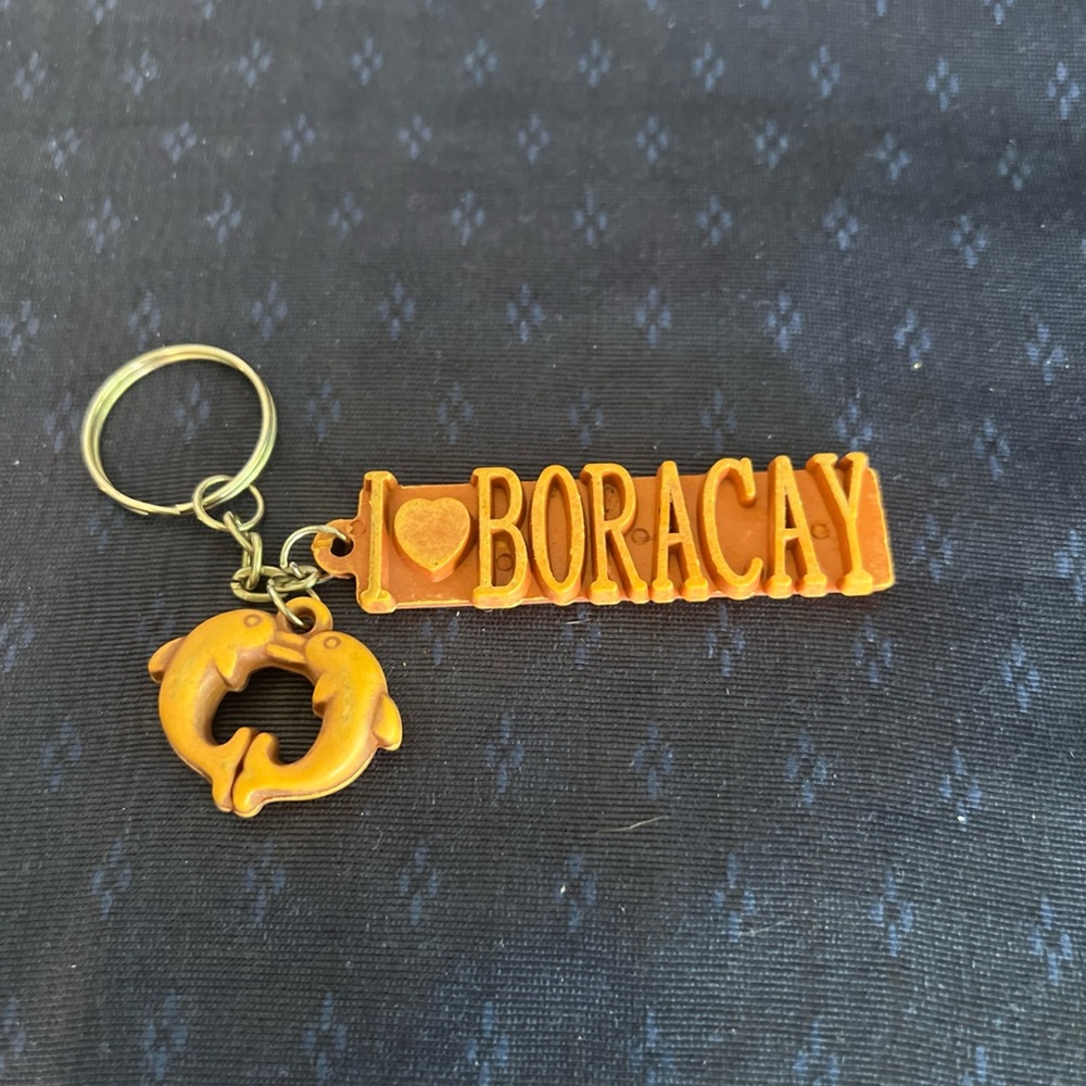 I Love Boracay Keychain Dolphins Wood Keychain